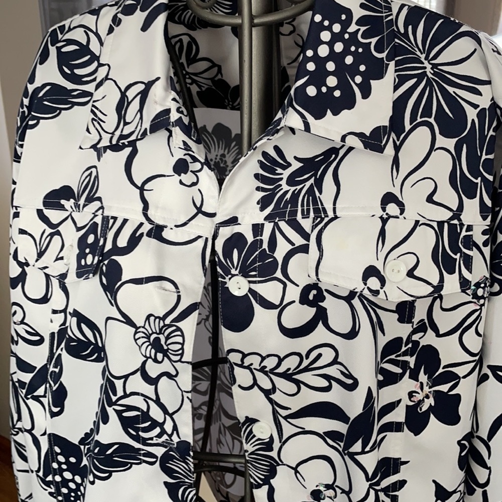 Alfred Dunner Navy Blue and white spring jacket 18w - Picture 2 of 4